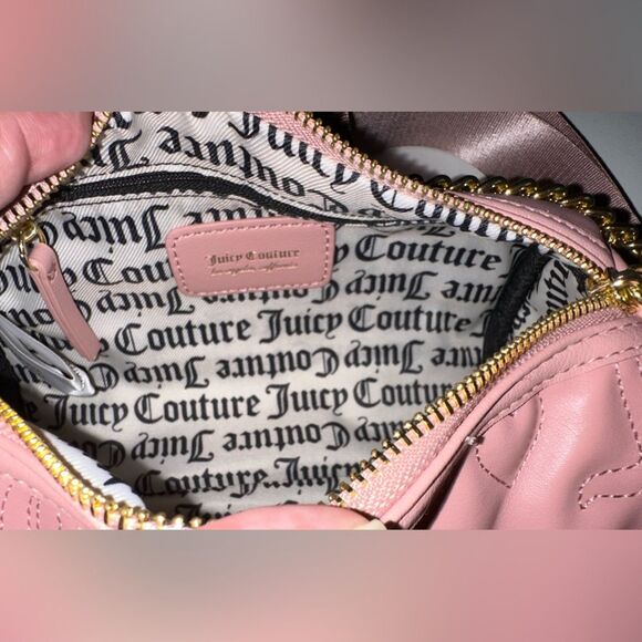 NWT Juicy Couture Quilted Taffy Pink Juicy Chain Barrel Crossbody Bag - Picture 8 of 8